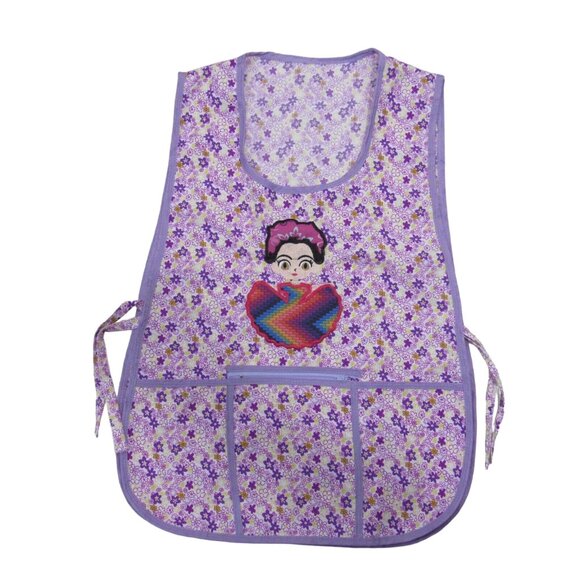 Craft Apron Mexican Artisan Little Frida Embroidered -One Size-zippered pocket - Picture 1 of 7